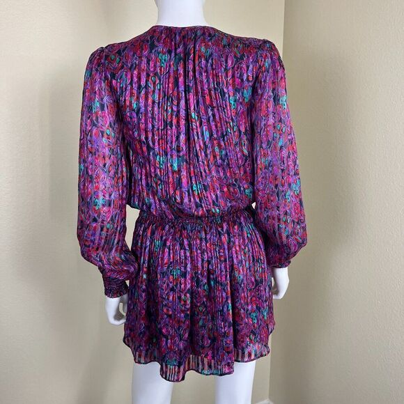 Ramy Brook Womens Size S Purple Gessie Silk Mini Dress Pullover Boho Psychedelic - Picture 13 of 13